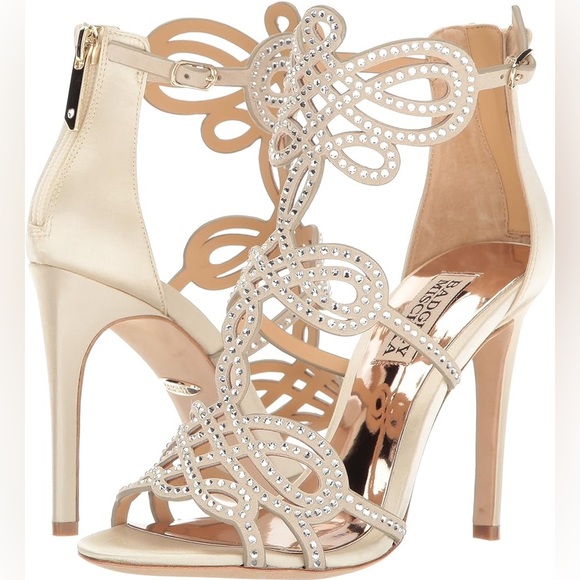 Badgley Mischka Shoes - Badgley Mischka Teri Women’s Ivory Rhinestone Heeled Dress Sandals Size 7